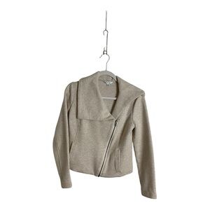 Cabi heather oatmeal quilted moto Ryder asymmetrical zip jacket size small